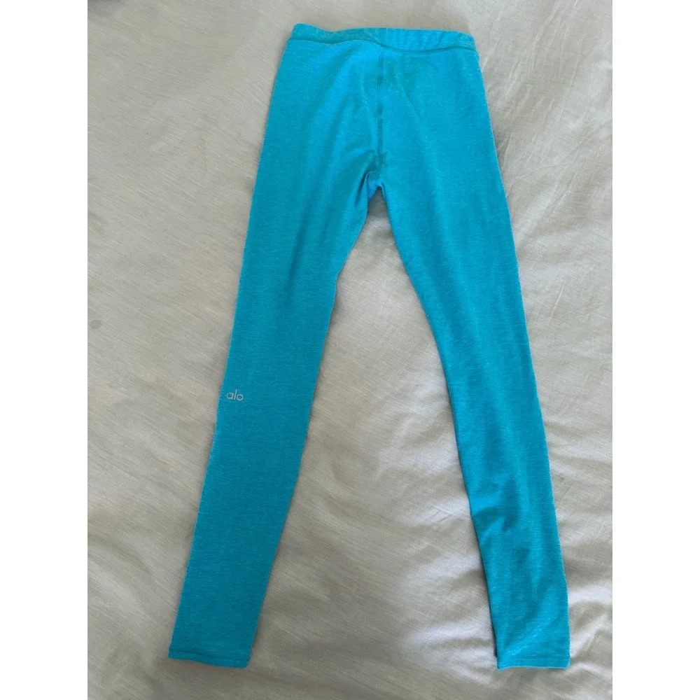 Alo Yoga Alosoft Flow Leggings XS Turquoise Blue Heathered High Waist 28